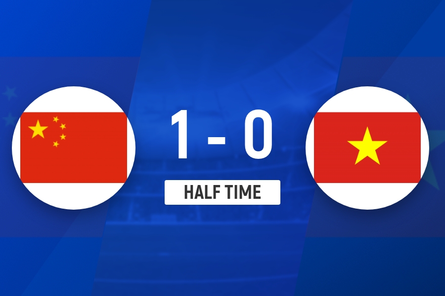 半场-U23国足1-0越南U23 杜月徵精彩凌空世界波 U23国足压制对手